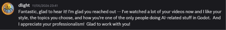 Godot AI: “One of the only people doing AI-related stuff in Godot… I appreciate your professionalism!”